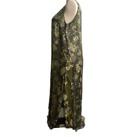 August Max Woman Sleevless Midi Dress 16W Green Sheer Floral Overlay Artsy Lagom - Picture 3 of 11
